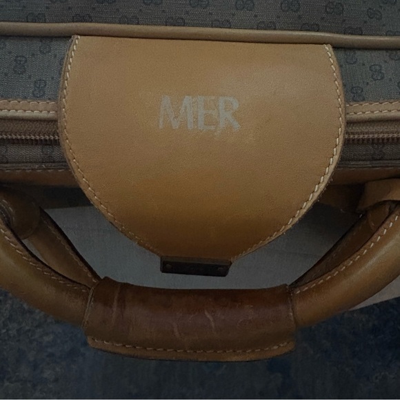 Gucci Vintage Authentic Coated Canvas Travel LuggageSherry Line Stripes 1980’s - Picture 8 of 17